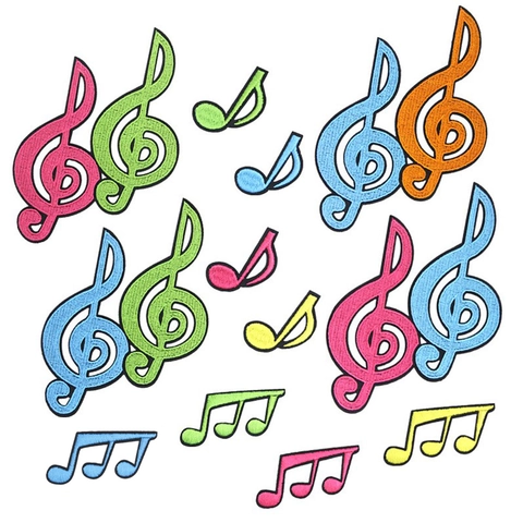 Assorted Musical Notes Embroidery Patches Iron On Appliques For Clothing DIY Decorative Musical Symbol Sewing Patches