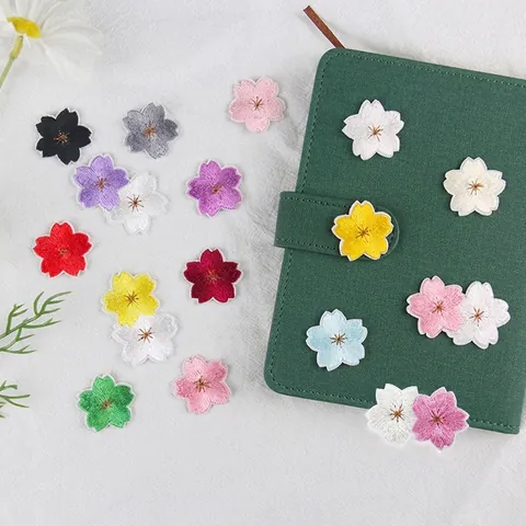 Cherry Blossom Sakura Flower Embroidered Patches Iron On Sew On Appliques For DIY Clothing Decoration Hanfu Floral Repair Patches