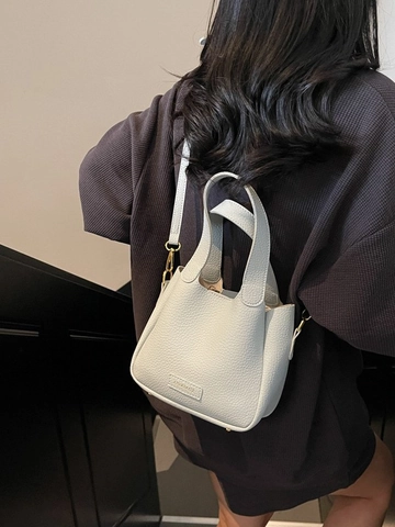 Women Minimalist Litchi Grain PU Leather Bucket Bag Small Fashion Handbag With Top Handles Adjustable Crossbody Shoulder Strap Daily Casual Bag