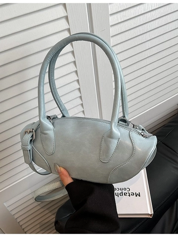Bolso de Mano Minimalista de Cuero PU Almohada Para Mujer Color Sólido Bolso Bandolera Con Doble Asa Y Cremallera
