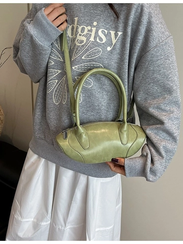 Bolso de Mano Minimalista de Cuero PU Almohada Para Mujer Color Sólido Bolso Bandolera Con Doble Asa Y Cremallera