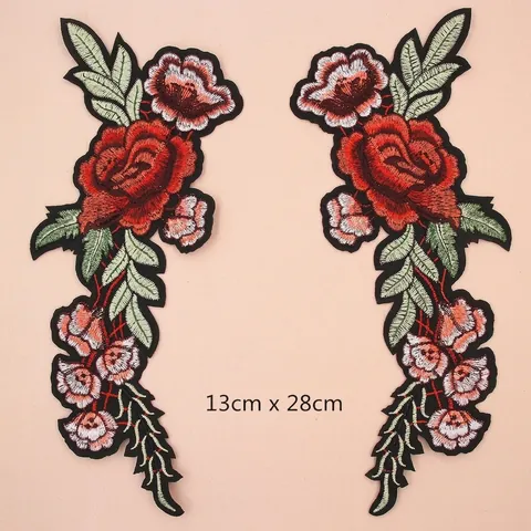 Computer Embroidery Rose Flower Patch DIY Applique For Clothing Bag Hat Shoe Vintage Floral Decorative Stickers Appliques