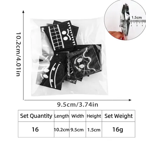 Écussons Brodés Noirs Carrés Expressions Drôles Décoration de Vêtements DIY Minimaliste Appliques Brodées à Repasser ou à Coudre