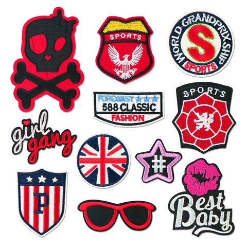 Parches Bordados Geniales Para Ropa Bricolaje Calavera Bandera Británica Escudo Deportivo Bordado Apliques Insignias Para Bolsos Zapatos