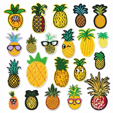 Cartoon Pineapple Embroidery Patches Assorted Fruit Patterns DIY Iron On Sew On Decorative Applique For Clothing Jackets Repair