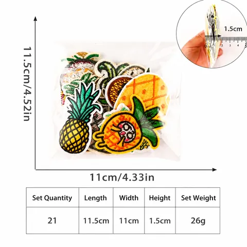 Cartoon Pineapple Embroidery Patches Assorted Fruit Patterns DIY Iron On Sew On Decorative Applique For Clothing Jackets Repair