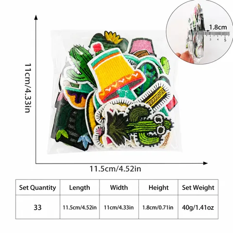 Parches de Bordado de Cactus DIY Insignias Decorativas de Tela Para Ropa Bolsos Sombreros Zapatos Apliques de Suculentas