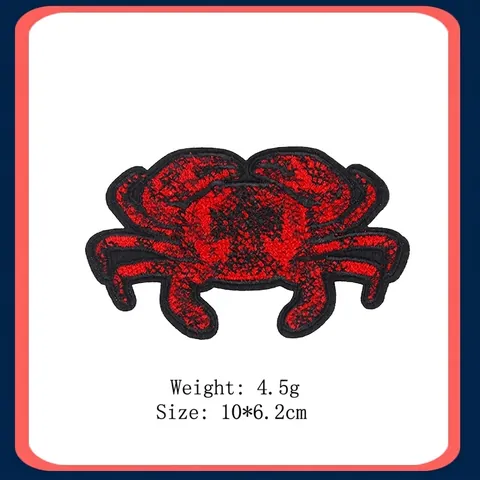 Realistic Ocean Animal Embroidery Patch Lobster Crab Starfish Shell Applique Fabric Iron On Sew On Patches For Clothing Bag DIY Decoration