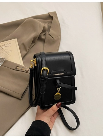Damen Minimalistische Kunstleder Kleine Quadratische Umhängetasche Vertikale Handytasche Mit Goldenem Rundem Anhänger Schultertasche
