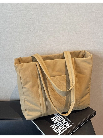 Bolso Tote Acolchado de Gran Capacidad para Mujer Bolso de Hombro de Nylon Ligero Casual Patrón de Rombos Color Sólido Bolso de Compras Diario