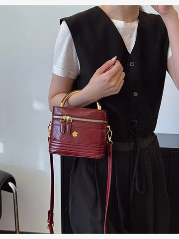 Dames Gesteppte Box Handtas Met Metalen Handvat Luxe Kleine Geurstijl PU Leer Crossbodytas Schoudertas Avondtas
