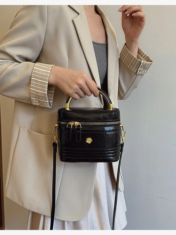 Dames Gesteppte Box Handtas Met Metalen Handvat Luxe Kleine Geurstijl PU Leer Crossbodytas Schoudertas Avondtas
