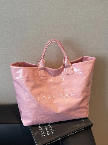 Damen Große Kapazität Tote Bag Wasserdicht DuPont Papier Und PVC Schultertasche Minimalistische Buchstaben Muster Shopper Handtasche Für Den Alltag