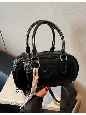 Damen Retro PU Leder Boston Bowling Tasche Buchstaben Prägung Handtasche Mit Schultergurt Umhängetasche Casual Mode Tote