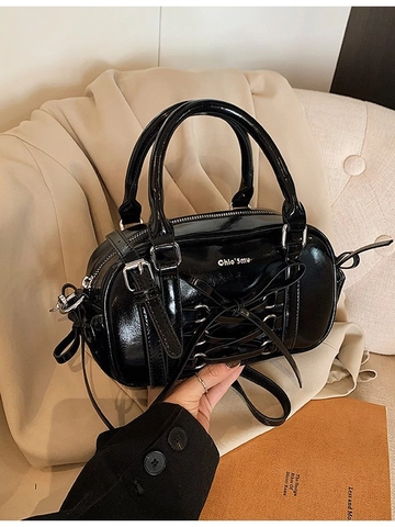 Borsa Boston da Donna in Pelle PU con Fiocco Dolce Borsa a Mano Stringata Versatile Borsa a Tracolla per Appuntamento Quotidiano