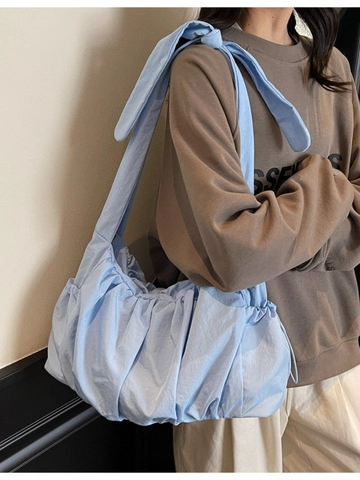Large Capacity Ruched Nylon Tote Bag Wide Knot Strap Slouchy Cloud Shoulder Bag For Women Daily Shopping Casual Crossbody Hobo Bag