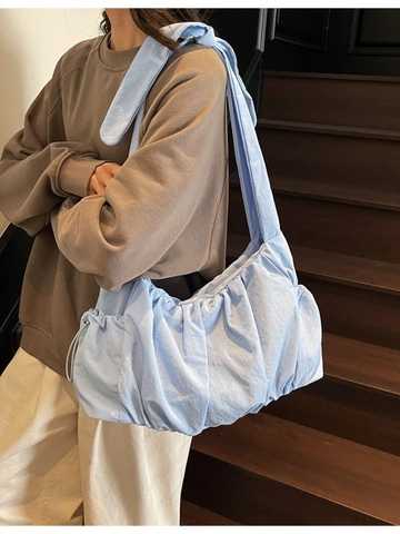 Large Capacity Ruched Nylon Tote Bag Wide Knot Strap Slouchy Cloud Shoulder Bag For Women Daily Shopping Casual Crossbody Hobo Bag