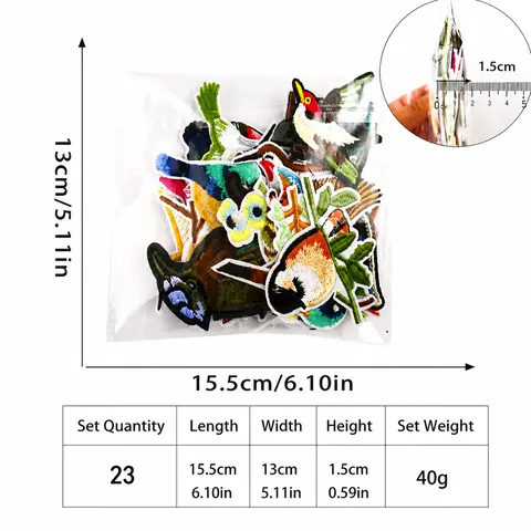 Multi Color Bird Embroidery Patches Animal Hummingbird Kingfisher Embroidered Appliques For DIY Clothing Jacket Bag Decoration Mending Patch