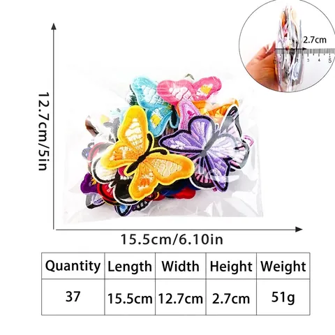 Écussons Brodés Papillon Multicolore Dégradé DIY Thermocollants ou à Coudre en Tissu pour Vêtements Chapeaux Sacs Décoration Assortis
