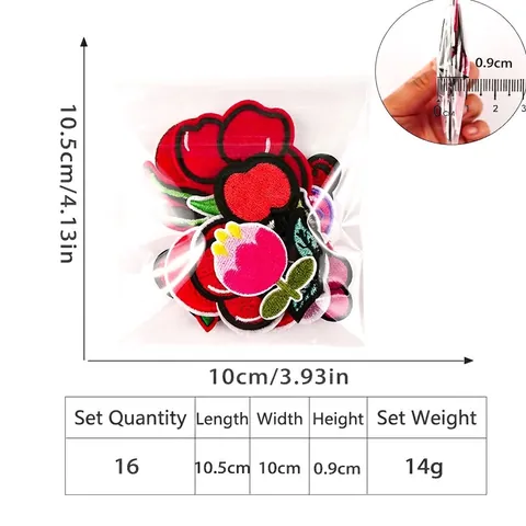 Toppe Ricamate a Forma di Frutta Cartone Animato DIY Termoadesive per Vestiti Scarpe Borse Ciliegia Mela Pomodoro Tulipano Applicazione da Cucire