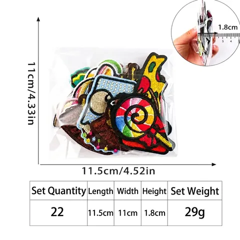 Cartoon Food Embroidery Patches Candy Popcorn Pizza Iron On Appliques For Clothes DIY Bags Hats Jackets Sweet Applique