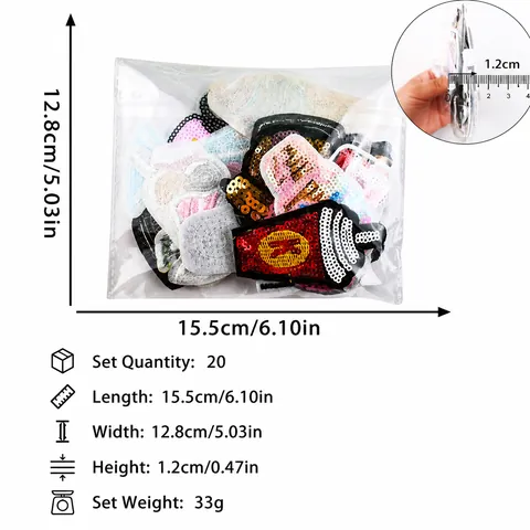 Beverage Ice Cream Sequin Patches Embroidered Applique For Clothing DIY Decoration Sequin Food Patch For Jackets Backpacks