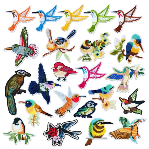 Multi Color Bird Embroidery Patches Animal Hummingbird Kingfisher Embroidered Appliques For DIY Clothing Jacket Bag Decoration Mending Patch