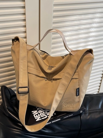 Borsa Tote in Nylon di Grande Capacità per Donna Borsa a Tracolla Casual Multitasca con Tracolla Larga Regolabile Borsa a Spalla