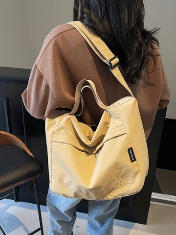 Borsa Tote in Nylon di Grande Capacità per Donna Borsa a Tracolla Casual Multitasca con Tracolla Larga Regolabile Borsa a Spalla