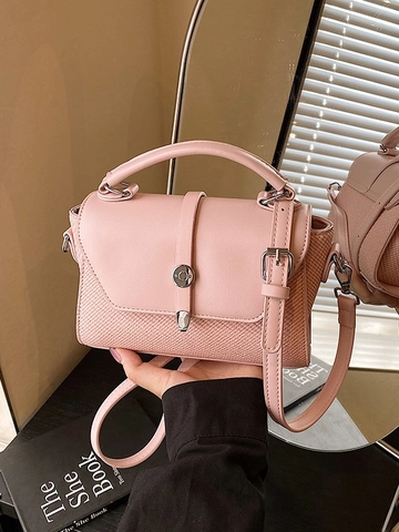 Borsa a Tracolla da Donna in Pelle PU con Trama Intrecciata Borsa a Mano Quadrata con Fibbia in Metallo Versatile
