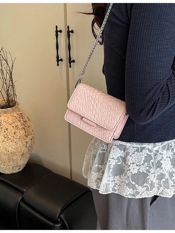 Mini Borsa a Tracolla da Donna con Texture Intrecciata in Pelle PU Piccola Borsa Quadrata con Catena in Metallo Argentato