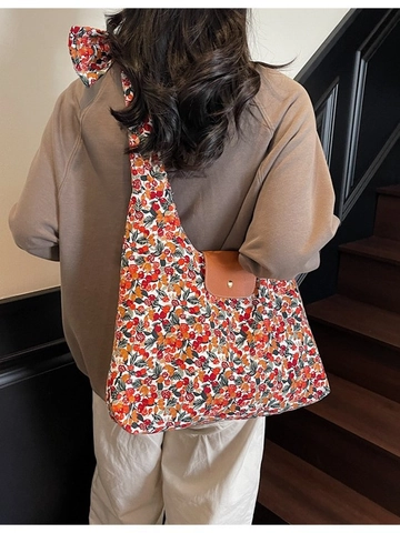 Dames Vintage Canvas Tote Tas Zonnebloem Paisley Patchwork Geknoopte Handgreep Lederen Flap Magnetische Gesp Schoudertas