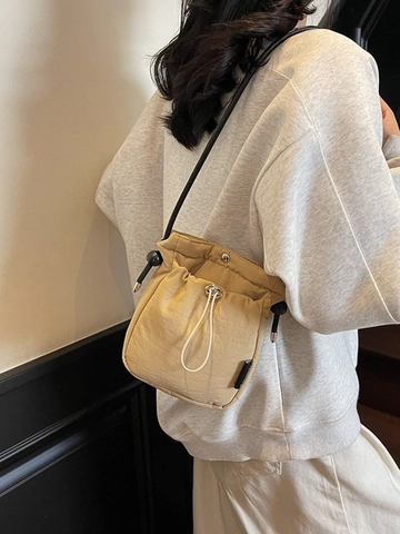 Borsa a Tracolla Donna Secchiello Minimalista Nylon Coulisse Piccola Porta Cellulare Casual Stile Urbano Borsa Spalla