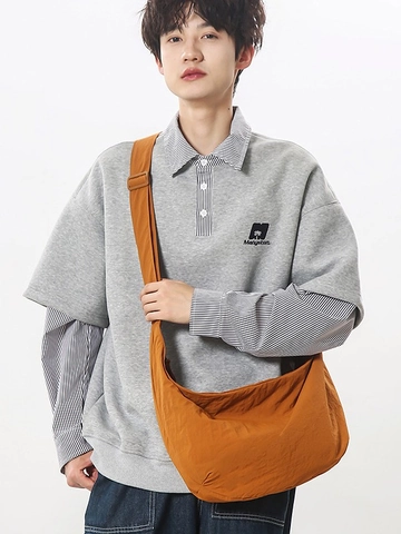 Borsa a Tracolla a Mezzaluna in Nylon di Grande Capacità Borsa Hobo Minimalista Idrorepellente Borsa a Spalla da Pendolare per Uomo e Donna