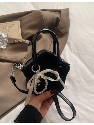 Borsa a Tracolla Donna a Forma di Stella in Pelle PU Mini Fiocco in Nastro Ciondolo di Künstliche Perle Elegante Versatile Quotidiana