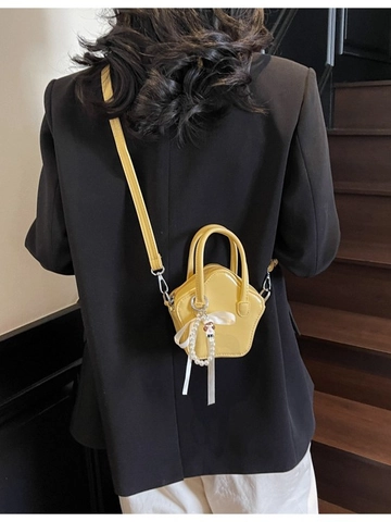 Borsa a Tracolla Donna a Forma di Stella in Pelle PU Mini Fiocco in Nastro Ciondolo di Künstliche Perle Elegante Versatile Quotidiana