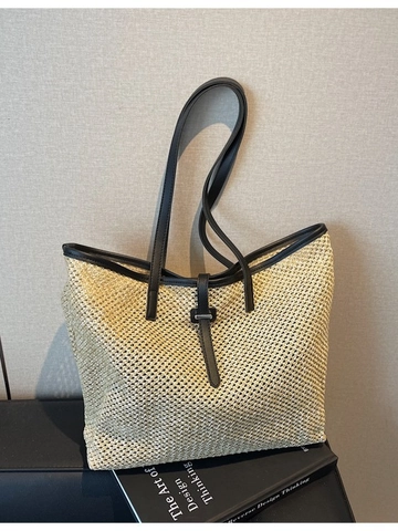 Large Capacity Straw Woven Tote Bag And Pouch For Women Summer Vacation Beach Shoulder Bag Minimalist Casual Handbag