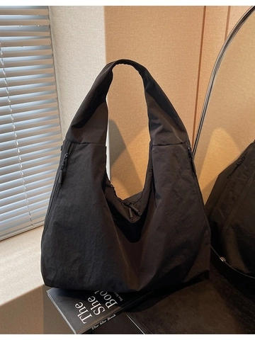 Bolso Tote de Nailon de Gran Capacidad para Mujer Bolso de Hombro Casual Minimalista Color Sólido Bolso Hobo Moda Viaje Diario