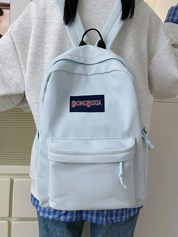 Mochila de Nailon Minimalista de Gran Capacidad para Mujer Bolsa Escolar Impermeable para Niñas Adolescentes Mochila de Viaje con Compartimento