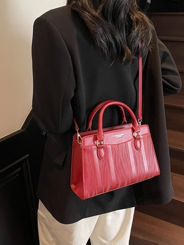 Elegante Damen Rote Hochzeit Handtasche PU Leder Raute Krokodilmuster Tote Bag Mit Verstellbarem Riemen Gold Hardware Handtasche