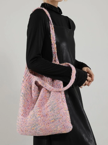 Sac à Épaule en Tricot Coloré Femmes Fil Tacheté Grande Capacité Crochet Hobo Tote Bag Vintage Décontracté Sac à Main