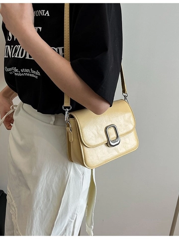 Women's PU Leather Small Square Crossbody Bag Simple Commuting Shoulder Bag With Silver Metal Buckle Adjustable Single Strap Niche Trendy Messenger Bag