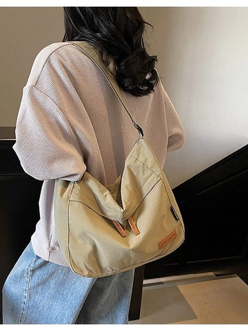 Bolso Bandolera de Lona Estilo Japonés para Mujer Gran Capacidad Bolso Tote Color Sólido Con Correa Ancha Ajustable
