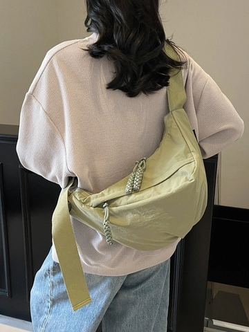 Fashion Women Large Capacity Nylon Dumpling Bag Casual Lightweight Crossbody Shoulder Bag With Woven Zipper Puller Daily Bag