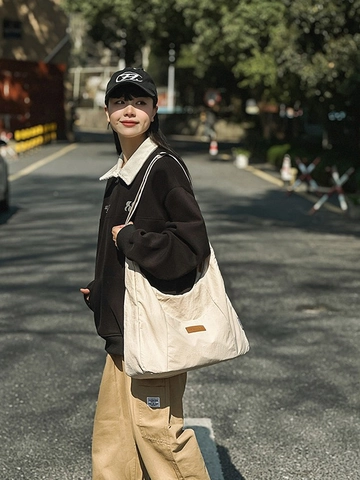 Große Kapazität Nylon Tote Bag Für Damen Casual Umhängetasche Minimalistisch Einfarbig Messenger Bag Mit Reißverschluss Reisen Schule Handtasche
