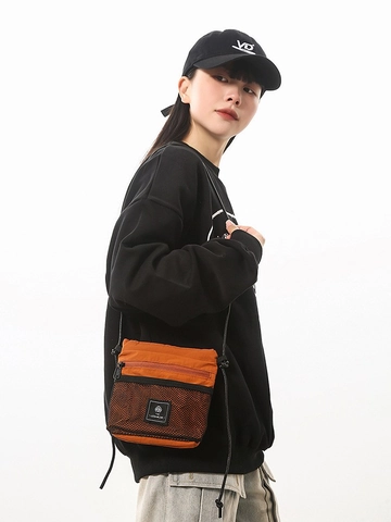 Unisex Nylon Mesh Crossbody Bag Mini Functional Workwear Shoulder Messenger Bag For Daily Casual Streetwear Men Women