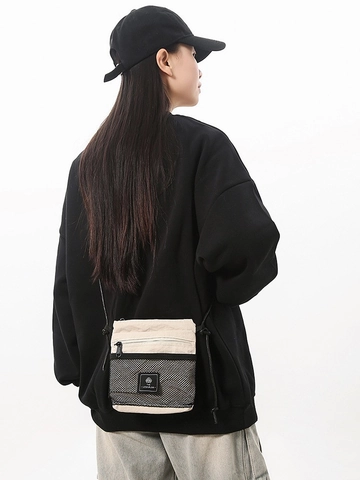 Unisex Nylon Mesh Crossbody Bag Mini Functional Workwear Shoulder Messenger Bag For Daily Casual Streetwear Men Women
