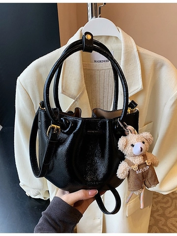Borsa a Secchiello da Donna in Pelle PU Con Pieghe Borsa a Tracolla di Nicchia Con Tracolla Regolabile Rimovibile Borsa a Mano