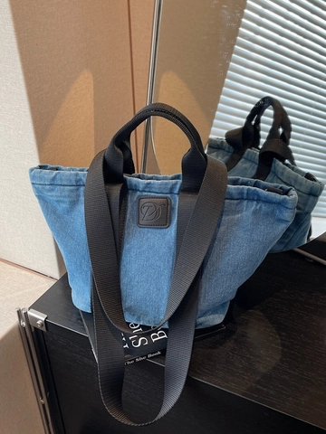 Bolso Tote de Mezclilla de Gran Capacidad para Mujer Vintage Jeans Lavados Bolso de Hombro Cruzado Con Detalle de Pliegues Y Correa Ajustable Bolso de Mano Casual