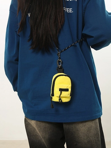 Bolso Bandolera Mini de Nailon con Forma de Mochila Pequeña Monedero Estuche para Llaves Unisex Bolso Cuadrado Pequeño